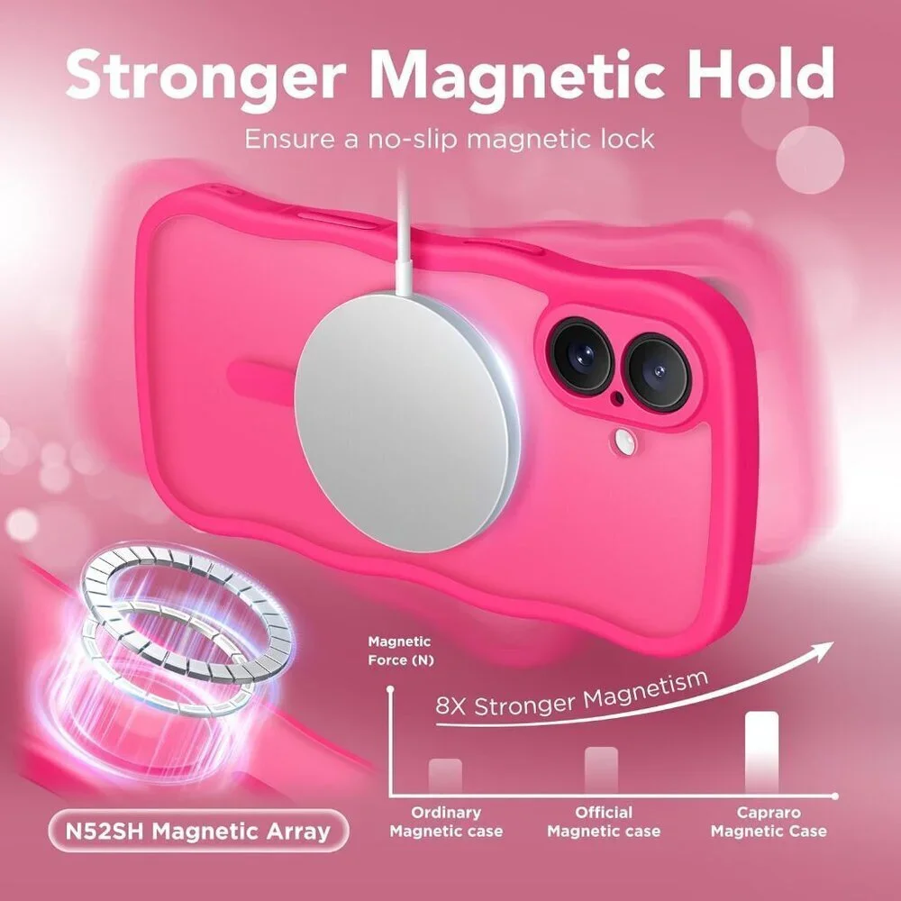 Women Hot Pink Iphone 17 Pro Max Case Full Camera Protection Mag Safe